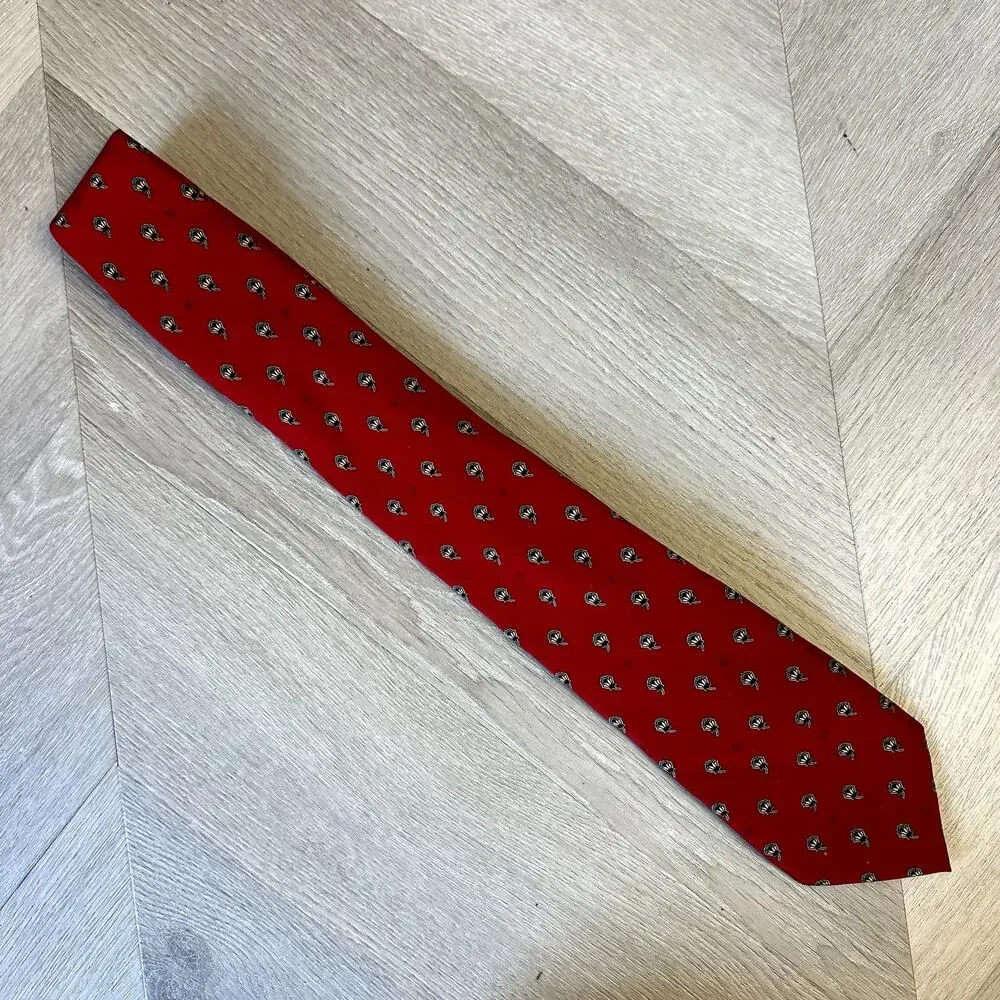 Vintage Charles Jourdan Paris Tie Red Floral Logo